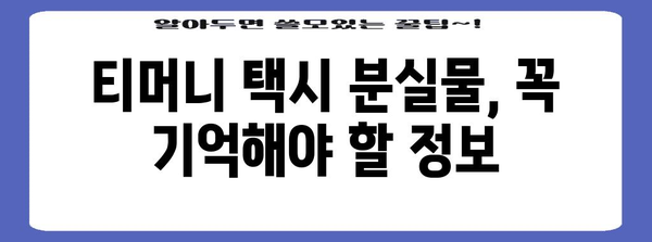 티머니 택시에서 분실물 걱정 없애기 | 빠른 발견 팁