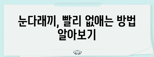 눈다래끼 빠른 퇴치법 | 초기 증상 대처 가이드