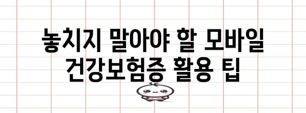 신분증 검사 대처 완벽 방안 | 모바일 건강보험증 활용법 알아보기