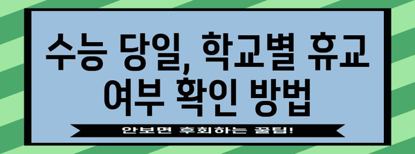 수능 당일 휴교 여부, 지역별 확인 및 대비 가이드 | 수능, 휴교, 학교, 날씨, 안전