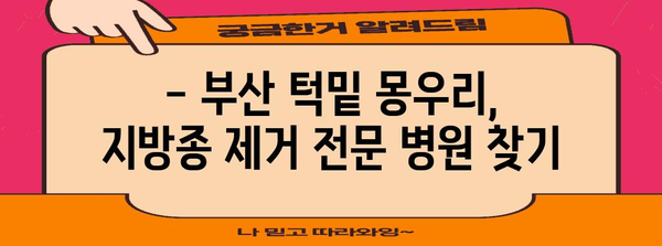 부산 턱밑 몽우리 지방종 제거 병원 추천 | 확실한 결과