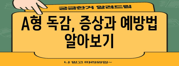 A형 독감 대유행 방지 | 증상과 대응 조치