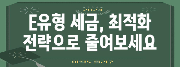 종합소득세 E유형 절세 노하우 대공개