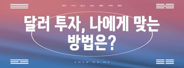 달러 투자 전략 - 예상 시기와 활용 방법