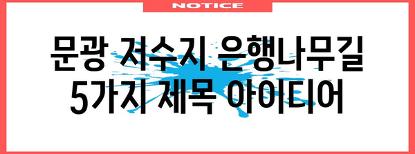 가을 산책 명소 | 문광 저수지 은행나무길