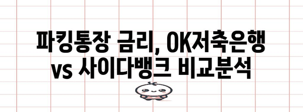 파킹통장 금리 비교 | OK저축은행 vs 사이다뱅크