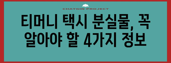 티머니 택시 분실물 | 꼭 알아야 할 4가지 팁