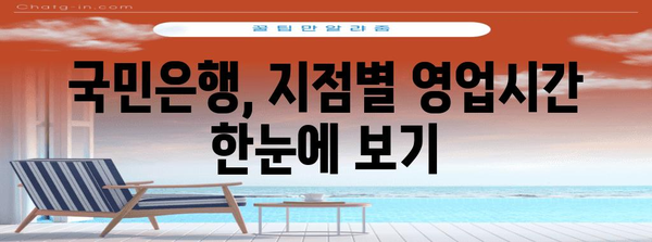 각 지점별 국민은행 영업시간 안내