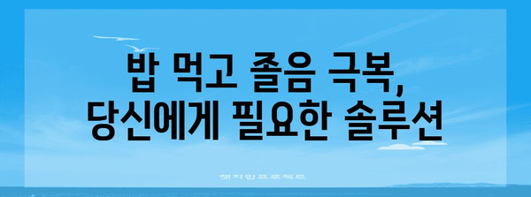 졸림의 원인 밝히기 | 밥 먹고 졸리는 진실