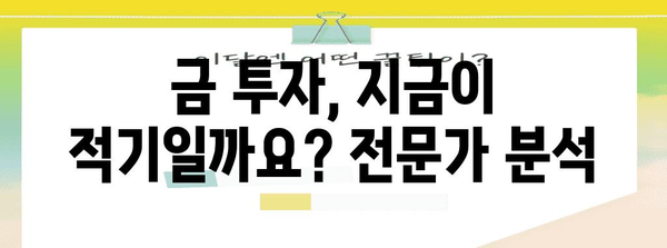 금 투자는 지금이 적기? 전문가가 알려드리는 가이드