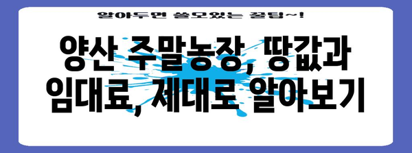 양산 주말농장 거래 전문가 | 원하는 토지를 찾는 방법