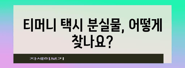 티머니 택시 분실물 조회 가이드