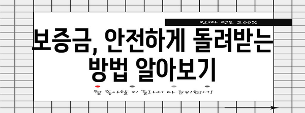 월세 보증금 돌려받기 비결 | 핵심 지침과 주의사항