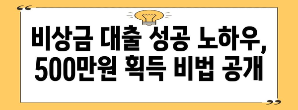 비상금 대출 중복 신청 성공 사례 | 500만원 획득 비결 대공개