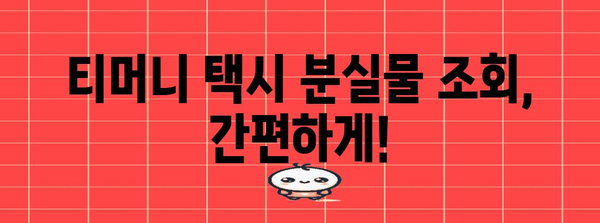 티머니 택시 분실물 조회 가이드