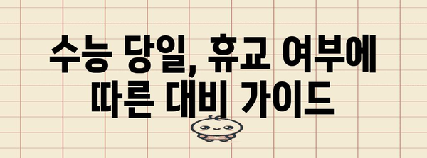 수능 당일 휴교 여부, 지역별 확인 및 대비 가이드 | 수능, 휴교, 학교, 날씨, 안전