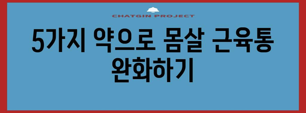 몸살 근육통에 효과적인 약 5가지 추천