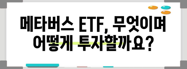 메타버스 ETF | 투자전에 꼭 알아야 할 모든 것