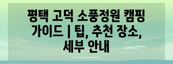 평택 고덕 소풍정원 캠핑 가이드 | 팁, 추천 장소, 세부 안내
