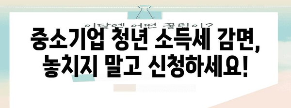 중소기업 청년 소득세 감면 | 신청 방법, 조건 절차, 혜택 총정리