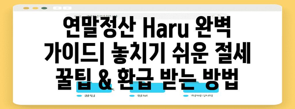 연말정산 Haru 완벽 가이드| 놓치기 쉬운 절세 꿀팁 & 환급 받는 방법 | 연말정산, 하루, 절세, 환급, 소득공제, 세금