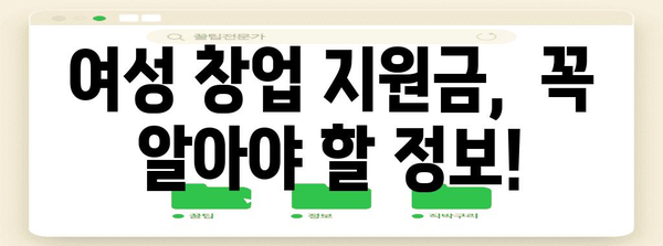 여성 창업 지원금 알기 쉽게! 정책 핵심 가이드