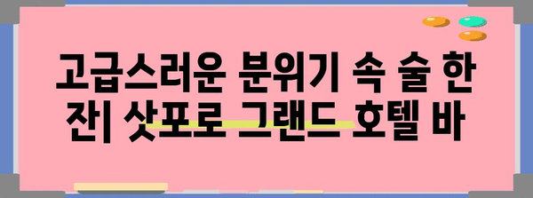 삿포로 술집 탐방 가이드 | 그랜드 호텔에서 활기찬 나이트라이프까지