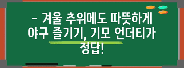 찜찜한 겨울을 따뜻하게 보내는 야구 기모 언더티 추천