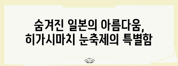 히가시마치 눈축제 투어 | 숨겨진 일본의 매력 발견