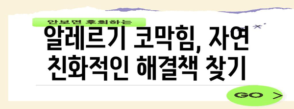 알레르기 코막힘 해소법 | 천연 요법으로 편안함 되찾기
