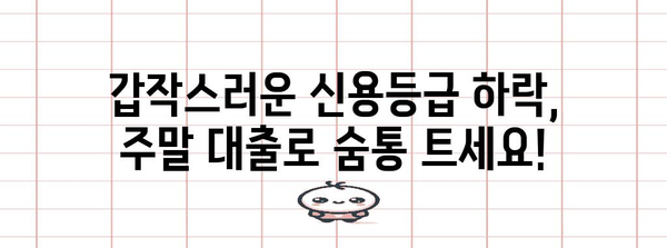 신용등급 급락? 주말 대출로 저금리로 해결!