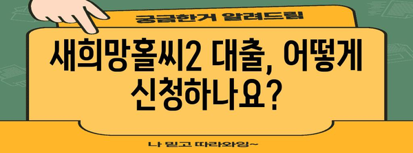 새희망홀씨2 대출 | 한도, 조건, 신청 방법 완벽 분석