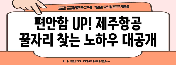 제주항공 좋은자리 추천 | 편안한 여행을 위한 좌석 선택 가이드