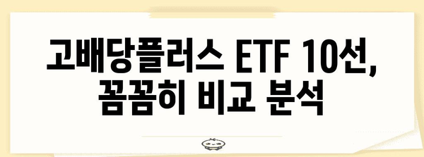 고배당플러스 ETF 10선 분석 | 저 PBR 주와 은행주 배당금