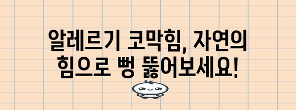 알레르기 코막힘 해소법 | 천연 요법으로 편안함 되찾기