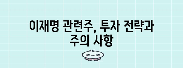 이재명 관련주 | 정치적 영향력 분석 및 주식 시장 전략