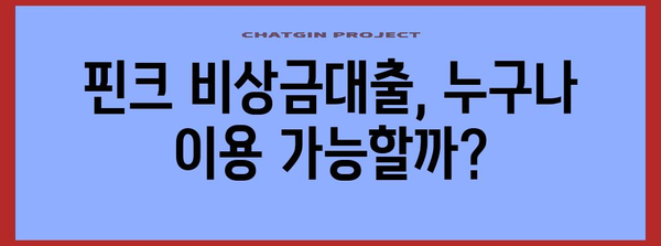 핀크 비상금대출 가이드 | 생활비 대출 조건과 신청 방법