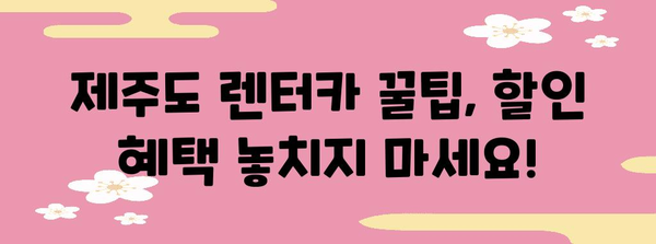 제주도 공항 렌트카 혜택 | 알뜰한 여행 가이드