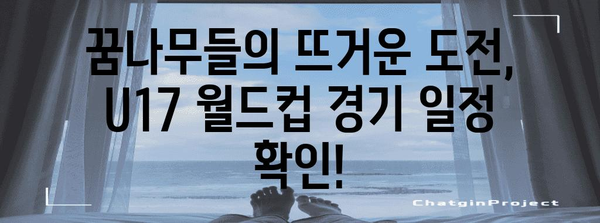U17 월드컵 한국 대표팀 경기 일정과 선수 명단