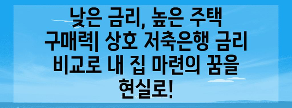 주택 가격에 영향 미치는 상호 저축은행 금리 비교