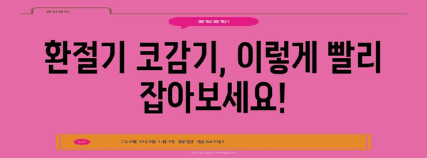 환절기 코감기 빠른 해결법 | 증상 완화 꿀팁과 예방 조치