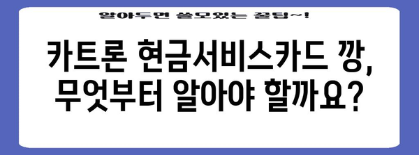 카트론 현금서비스카드 깡 대응 가이드 | 법적 책임과 대처법