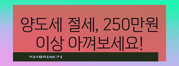 양도소득세 절세를 위한 완벽 가이드 | 250만 원 이하 금액 절약