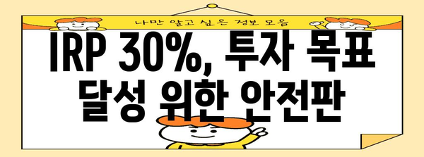 공격적 투자자 위한 안전자산 투자 전략 | IRP 30% 투자