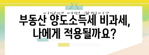 부동산 양도소득세 비과세, 나에게 적용될까요?