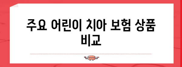 어린이 치아 보험 가입 비교 가이드